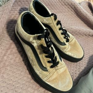 Beige Velvet Vans
